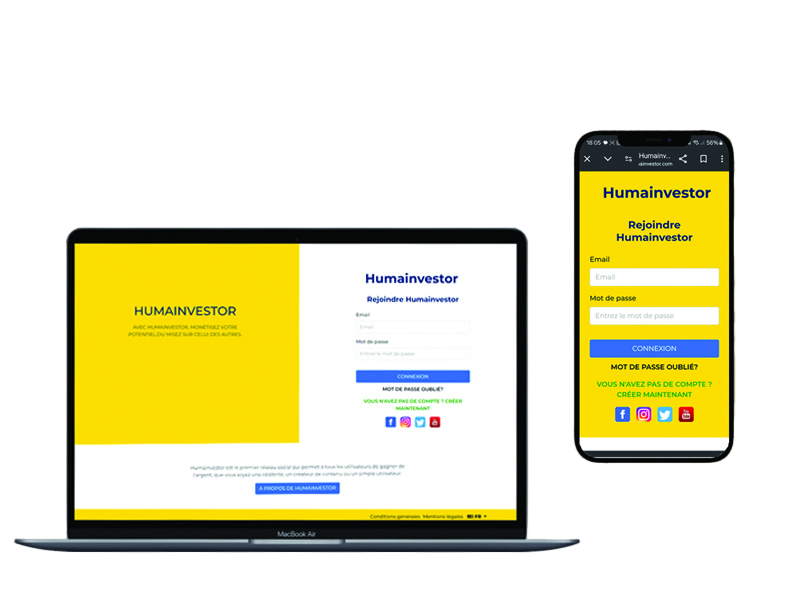Humainvestor sur téléphone et ordinateur